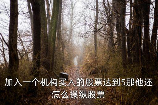 加入一個機構買入的股票達到5那他還怎么操縱股票