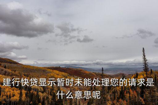 建行快貸顯示暫時(shí)未能處理您的請(qǐng)求是什么意思呢