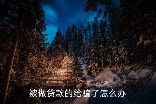 被做貸款的給騙了怎么辦