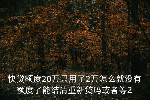 快貸額度20萬只用了2萬怎么就沒有額度了能結(jié)清重新貸嗎或者等2