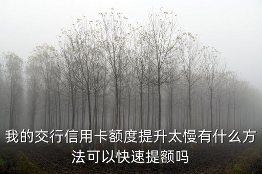 我的交行信用卡額度提升太慢有什么方法可以快速提額嗎