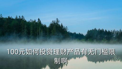 100元如何投資理財(cái)產(chǎn)品有無門檻限制啊
