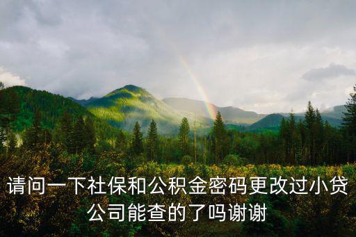 請(qǐng)問一下社保和公積金密碼更改過小貸公司能查的了嗎謝謝
