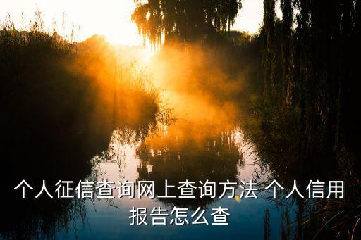 網(wǎng)絡(luò)版征信報告怎么查，網(wǎng)上怎么查征信