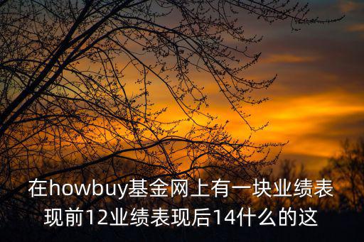 在howbuy基金網(wǎng)上有一塊業(yè)績(jī)表現(xiàn)前12業(yè)績(jī)表現(xiàn)后14什么的這