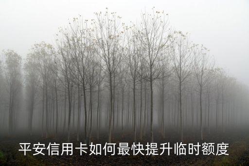平安信用卡如何最快提升臨時額度