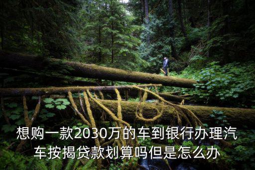 想購一款2030萬的車到銀行辦理汽車按揭貸款劃算嗎但是怎么辦