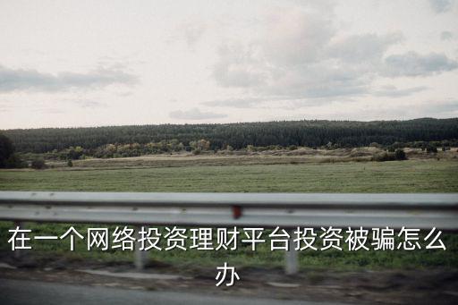 在一個網(wǎng)絡(luò)投資理財平臺投資被騙怎么辦