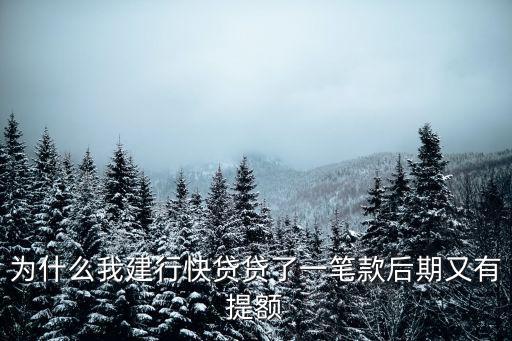 為什么我建行快貸貸了一筆款后期又有提額