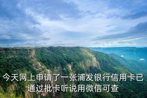 今天網(wǎng)上申請了一張浦發(fā)銀行信用卡已通過批卡聽說用微信可查