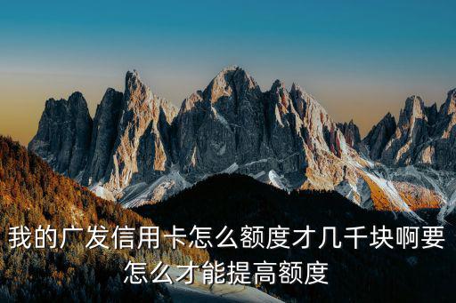 我的廣發(fā)信用卡怎么額度才幾千塊啊要怎么才能提高額度