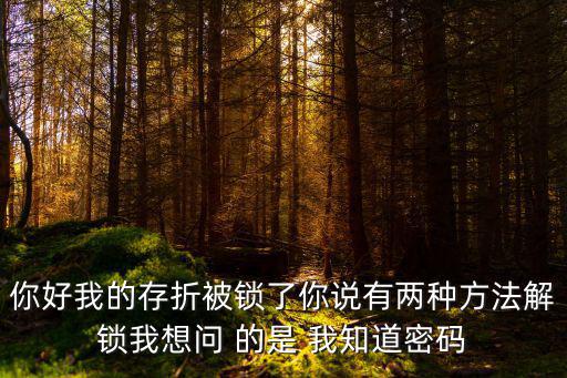 你好我的存折被鎖了你說(shuō)有兩種方法解鎖我想問(wèn) 的是 我知道密碼