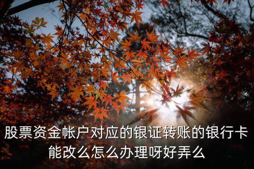 股票資金帳戶對(duì)應(yīng)的銀證轉(zhuǎn)賬的銀行卡能改么怎么辦理呀好弄么