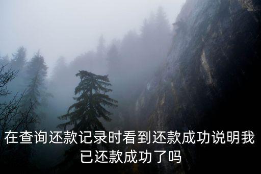 在查詢還款記錄時看到還款成功說明我已還款成功了嗎