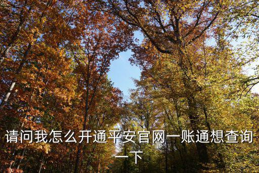 請問我怎么開通平安官網(wǎng)一賬通想查詢一下