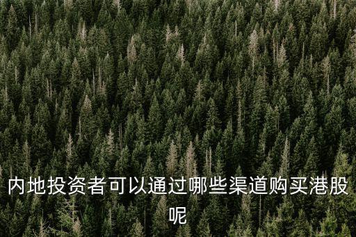 內(nèi)地投資者可以通過哪些渠道購買港股呢