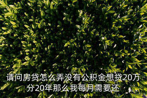 請問房貸怎么弄沒有公積金想貸20萬分20年那么我每月需要還
