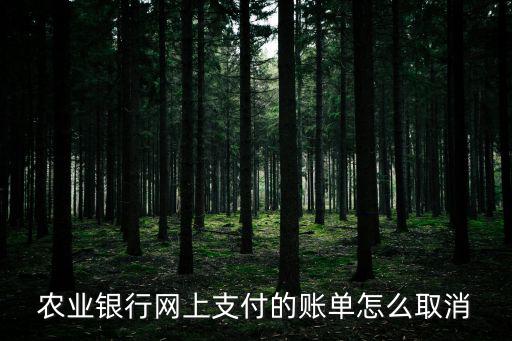 農業(yè)銀行網上支付的賬單怎么取消