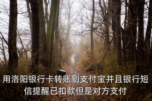 用洛陽(yáng)銀行卡轉(zhuǎn)賬到支付寶并且銀行短信提醒已扣款但是對(duì)方支付