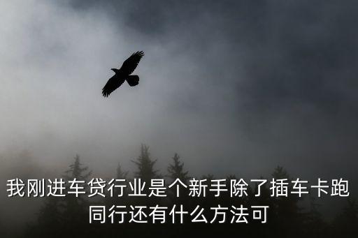 我剛進車貸行業(yè)是個新手除了插車卡跑同行還有什么方法可