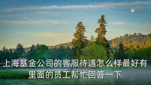 基金客服怎么樣，上?；鸸镜目头鲈趺礃幼詈糜欣锩娴膯T工幫忙回答一下