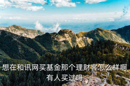 想在和訊網(wǎng)買基金那個理財客怎么樣啊有人買過嗎