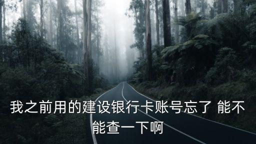 我之前用的建設(shè)銀行卡賬號忘了 能不能查一下啊