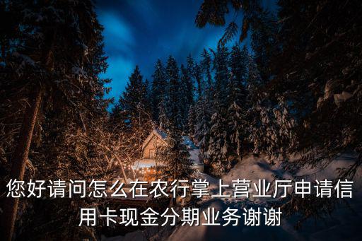 您好請(qǐng)問(wèn)怎么在農(nóng)行掌上營(yíng)業(yè)廳申請(qǐng)信用卡現(xiàn)金分期業(yè)務(wù)謝謝