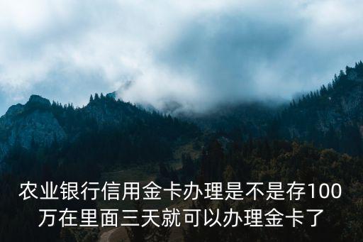 農(nóng)業(yè)銀行信用金卡辦理是不是存100萬在里面三天就可以辦理金卡了