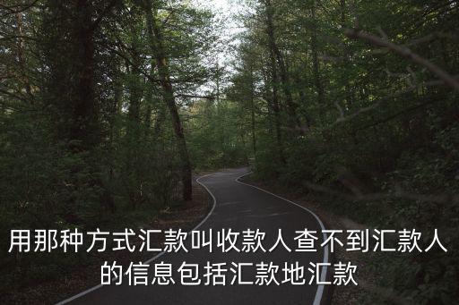 用那種方式匯款叫收款人查不到匯款人的信息包括匯款地匯款