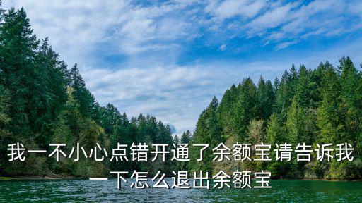 我一不小心點(diǎn)錯(cuò)開通了余額寶請(qǐng)告訴我一下怎么退出余額寶