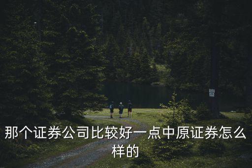 那個證券公司比較好一點(diǎn)中原證券怎么樣的