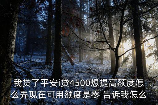 我貸了平安i貸4500想提高額度怎么弄現(xiàn)在可用額度是零 告訴我怎么
