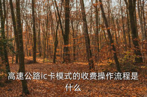高速公路ic卡模式的收費操作流程是什么