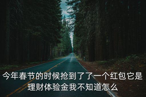 今年春節(jié)的時候搶到了了一個紅包它是理財體驗金我不知道怎么