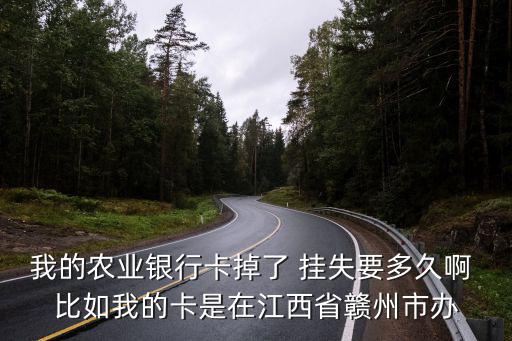 我的農(nóng)業(yè)銀行卡掉了 掛失要多久啊 比如我的卡是在江西省贛州市辦