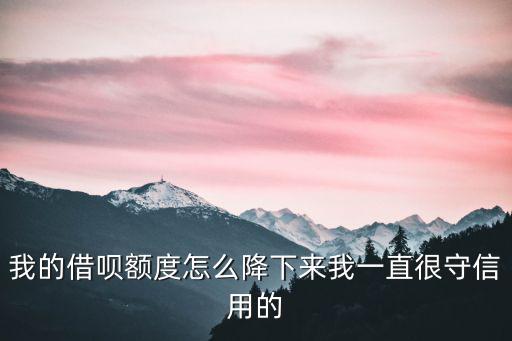 我的借唄額度怎么降下來我一直很守信用的