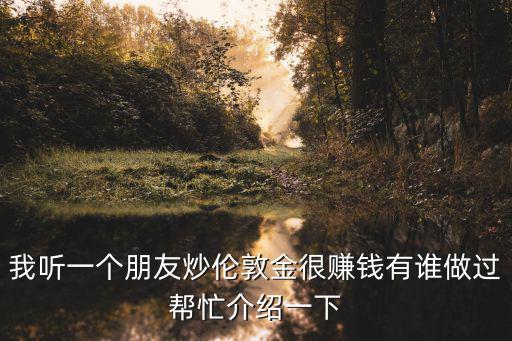 我聽一個(gè)朋友炒倫敦金很賺錢有誰做過幫忙介紹一下