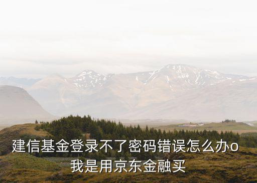 基金密碼不對怎么辦，建信基金登錄不了密碼錯誤怎么辦o 我是用京東金融買