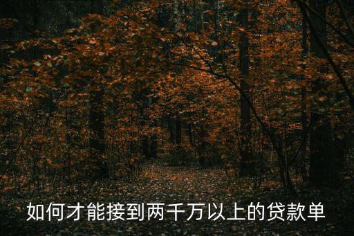 如何才能接到兩千萬以上的貸款單