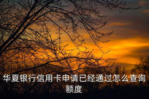 華夏銀行信用卡怎么查額度，華夏銀行信用卡申請已經(jīng)通過怎么查詢額度