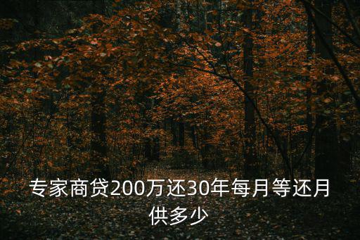 專家商貸200萬(wàn)還30年每月等還月供多少