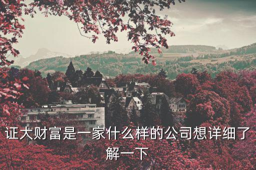 證大財(cái)富是一家什么樣的公司想詳細(xì)了解一下