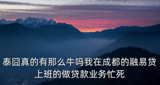 泰囧真的有那么牛嗎我在成都的融易貸上班的做貸款業(yè)務(wù)忙死