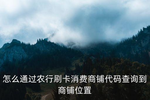怎么通過農(nóng)行刷卡消費(fèi)商鋪代碼查詢到商鋪位置