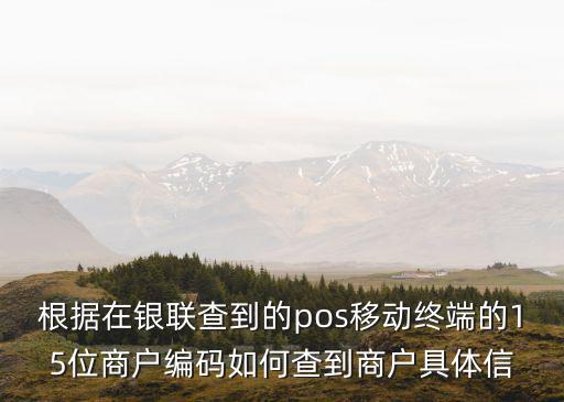 根據(jù)在銀聯(lián)查到的pos移動終端的15位商戶編碼如何查到商戶具體信