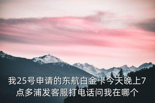 東航白金卡怎么破，我25號(hào)申請(qǐng)的東航白金卡今天晚上7點(diǎn)多浦發(fā)客服打電話問(wèn)我在哪個(gè)