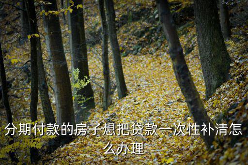 分期付款的房子想把貸款一次性補(bǔ)清怎么辦理