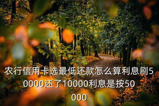 農(nóng)行信用卡選最低還款怎么算利息刷50000還了10000利息是按50000