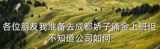 各位朋友我準備去成都嬌子涌金上班但不知道公司如何
